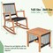 Costway 3pcs Patio Acacia Wood Bistro Table Rocking Chair Set All-Weather Rope Outdoor